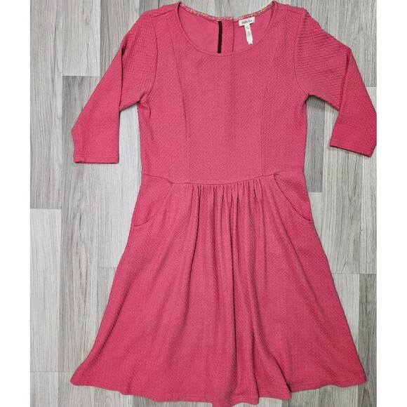 MATILDA JANE Womens Pink Textured 3/4 Sleeve Pocket Forever Virginia Dress Large - Picture 2 of 8